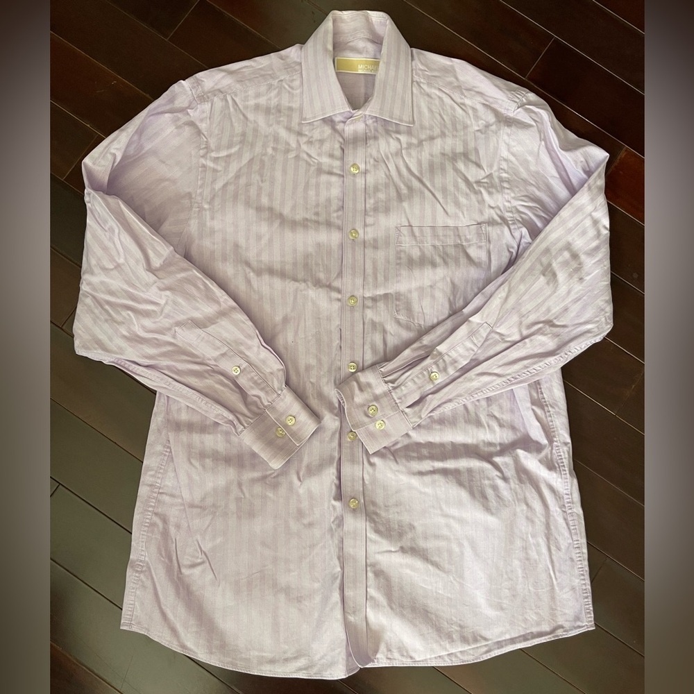 Michael Kors Lavender Purple Two Tone Stripes Long Sleeve Button Down Shirt